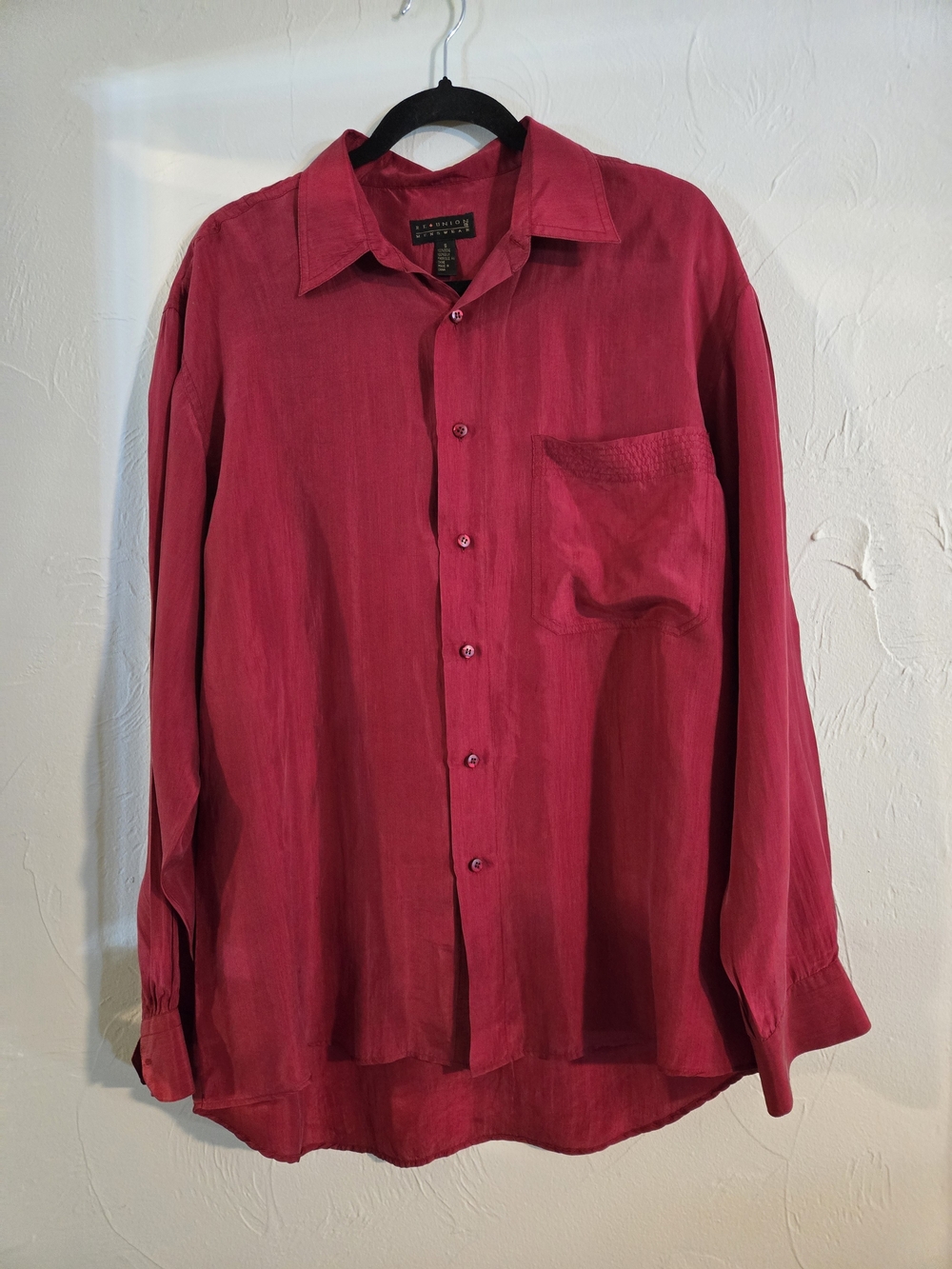 Vintage Reunion Menswear 100% Silk Button Down Shirt